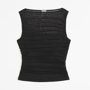 ABERCROMBIE MESH RUCHED SLASH TOP BLACK SIZE XL NEW WITH TAGS